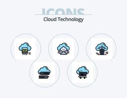 moln teknologi linje fylld ikon packa 5 ikon design. e-handel. moln. data. handla. datoranvändning vektor