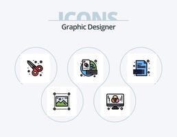 grafisk designer linje fylld ikon packa 5 ikon design. webb preferenser. utjämnare. mobil. webb. bra konst vektor