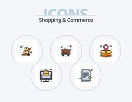 Shopping und Commerce Line gefüllt Icon Pack 5 Icon Design. An. Wagen. Service. Wagen. Lebensmittel vektor