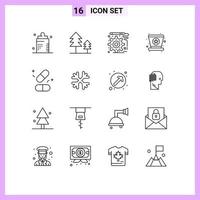 16 kreative Symbole moderne Zeichen und Symbole von Tabletten Medizin Design Sternhut editierbare Vektordesign-Elemente vektor