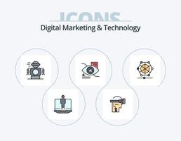digital marknadsföring och teknologi linje fylld ikon packa 5 ikon design. teknologi. omgivande. verklighet. transport. tåg vektor
