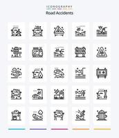 kreativ väg olyckor 25 översikt ikon packa sådan som bil. olyckor. väg. krascha. tecken vektor