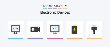 enheter platt 5 ikon packa Inklusive . usb. tv. lagring. enheter. kreativ ikoner design vektor