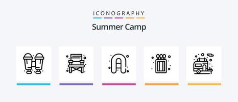 Summer Camp Line 5 Icon Pack inklusive Pflanze. Karte. Boot. Standort. Rettung. kreatives Symboldesign vektor