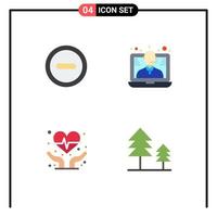 användare gränssnitt packa av 4 grundläggande platt ikoner av grundläggande hjärta hälsa konferens ring upp Semester redigerbar vektor design element