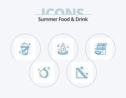 Sommer essen und trinken blau Icon Pack 5 Icon Design. orange. Frucht. Saft. trinken. Scheibe vektor