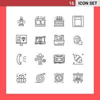 Aktienvektor-Icon-Pack mit 16 Zeilenzeichen und Symbolen zum Codieren von Schaltkalender-Lichtkuchen-editierbaren Vektordesign-Elementen vektor