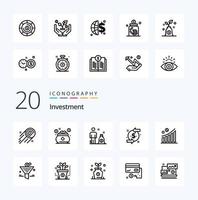 20 Investment Line Icon Pack wie Graph Investment Saving Dollar Back vektor