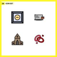 Stock Vector Icon Pack mit 4 Zeilen Zeichen und Symbolen für Box House Zahlung Kreditkarte Cross editierbare Vektordesign-Elemente