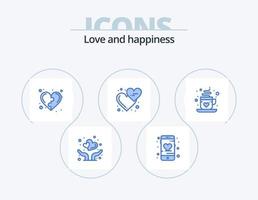 Liebe blau Icon Pack 5 Icon Design. Liebesherzen. Herz. Entwicklung. Emojis. Leben vektor