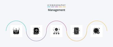 Management Glyphe 5 Icon Pack inklusive Business. Management. Ziel. Einstellungen. Inhaltsverwaltung vektor