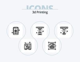 3D-Druckzeilen-Icon-Pack 5-Icon-Design. Drucker. Schicht. 3d. Zwischenablage. Drucker vektor