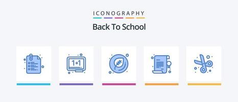 Back to School Blue 5 Icon Pack inklusive Schnitt. Stern. Tafel. Diplom. zurück zur Schule. kreatives Symboldesign vektor