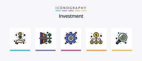 investering linje fylld 5 ikon packa Inklusive tillväxt. investering. investering. företag. försäkring. kreativ ikoner design vektor