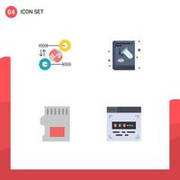 4 flaches Icon-Konzept für mobile Websites und Apps vektor