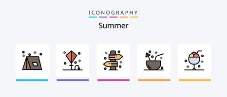 sommar linje fylld 5 ikon packa Inklusive sommar. styrelse. termometer. vatten. sommar. kreativ ikoner design vektor