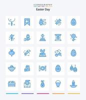 kreativ påsk 25 blå ikon packa sådan som dekoration. sötsaker. ägg. godis. Lycklig vektor