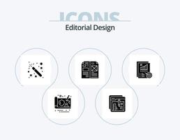 Editorial Design Glyphen-Icon-Pack 5 Icon-Design. Metriken. Medien. Magie. Layout. Design vektor