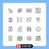 uppsättning av 16 modern ui ikoner symboler tecken för marknadsföra rabatt Plats multimedia ladda ner redigerbar vektor design element