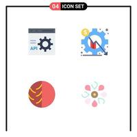 grupp av 4 modern platt ikoner uppsättning för browser miljö utveckling företag dermatologi redigerbar vektor design element