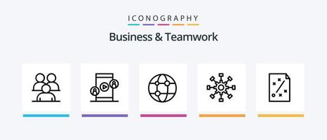 Business und Teamwork Line 5 Icon Pack inklusive Creative. Kollektiv. Zusammenarbeit. Geschäft. Technologie. kreatives Symboldesign vektor