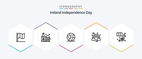 Irland-Unabhängigkeitstag 25-Zeilen-Icon-Pack inklusive Horn. irisch. Irland. Irland. Wolke vektor