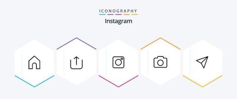 Instagram 25 linje ikon packa Inklusive . dela med sig. Foto. set. bild vektor