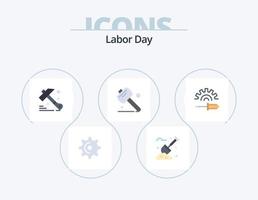 arbetskraft dag platt ikon packa 5 ikon design. verktyg. förare. konstruktion. skruva förare. hand vektor