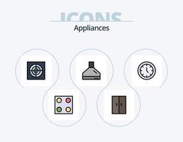 Gerätelinie gefüllt Icon Pack 5 Icon Design. Waschen. Zeit. Haushaltsgeräte. Haushaltsgeräte. Uhr vektor