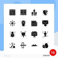 16 kreative Symbole moderne Zeichen und Symbole der Krankheit Gehirntumor Lesen von Gehirnkrankheiten Mitarbeiter editierbare Vektordesign-Elemente vektor