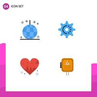 4 flaches Icon-Konzept für mobile Websites und Apps Feier Liebe Ornamente Gear Beat editierbare Vektordesign-Elemente vektor