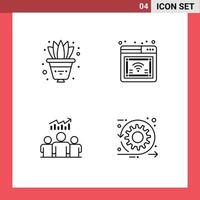 uppsättning av 4 modern ui ikoner symboler tecken för blomma användare dekorera webb Diagram redigerbar vektor design element