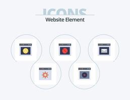 Website-Element flach Icon Pack 5 Icon-Design. Webseite. Warnung. Webseite. stoppen. Webseite vektor