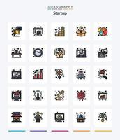 Creative Startup 25 Zeilen gefülltes Icon Pack wie Pie. Crowdfunding. Wachstum. Netzwerk. Finanzierung vektor