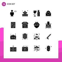 uppsättning av 16 modern ui ikoner symboler tecken för domstol brev alkohol e-post ad redigerbar vektor design element