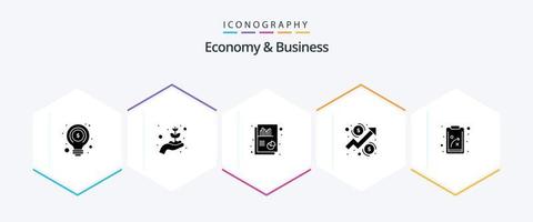 ekonomi och företag 25 glyf ikon packa Inklusive planen. pengar. Diagram. tillväxt. analys vektor