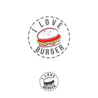 Liebes-Burger-Poster. Hände zeichnen Schriftzug. Vektor-Illustration. grußkarte valentinstag. vektor