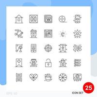 Bearbeitbares Vektorlinienpaket mit 25 einfachen Zeilen von bearbeitbaren Vektordesignelementen für mobile Reel-Browser-Filmalben vektor