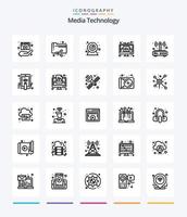 Creative Media Technology 25 Gliederungs-Icon-Pack wie Modem. Technologie. Ordner. Medien. Computer vektor