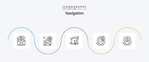 Navigationslinie 5 Icon Pack inklusive Pin. Standort. Standort. Benachrichtigung. Kartenstift vektor