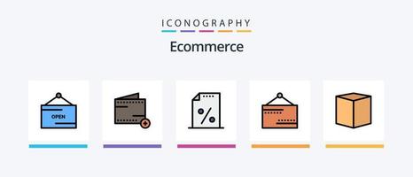 E-Commerce-Linie gefüllt 5 Icon Pack inklusive Shopping. löschen. gesendet. Wagen. e. kreatives Symboldesign vektor