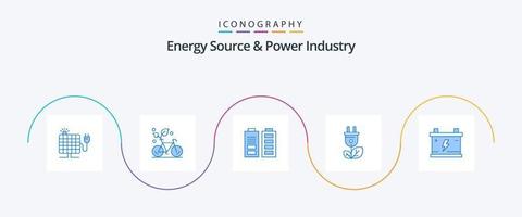 Energiequelle und Energiewirtschaft blau 5 Icon Pack inklusive Akkumulator. Stecker. Umfeld. Energie. voll vektor