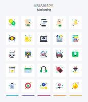 kreatives Marketing 25 flaches Icon Pack wie Sell. Präsentation. online. gegenwärtig. Meinung vektor