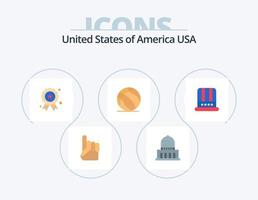 USA-Flachbild-Icon-Pack 5-Icon-Design. Deckel. USA. Urlaub. amerikanisch. Fußball vektor