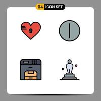 4 kreativ ikoner modern tecken och symboler av låsa enhet kärlek växla skrivare redigerbar vektor design element