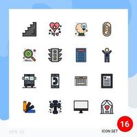 uppsättning av 16 modern ui ikoner symboler tecken för Sök motor hjärna Rör biometrisk redigerbar kreativ vektor design element