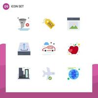 Packung mit 9 modernen flachen Farbzeichen und Symbolen für Web-Printmedien wie Office-Box-Verkaufsarchivbild-bearbeitbare Vektordesign-Elemente vektor