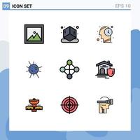 uppsättning av 9 modern ui ikoner symboler tecken för verklig skydda tid topologi hierarki redigerbar vektor design element