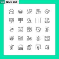 Stock Vector Icon Pack mit 25 Linienzeichen und Symbolen für Motion Bend Face Folder Computing editierbare Vektordesign-Elemente