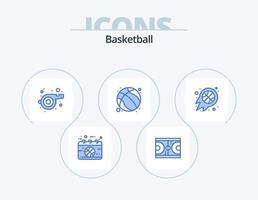 basketboll blå ikon packa 5 ikon design. träning. spel. nba. basketboll. vissla vektor